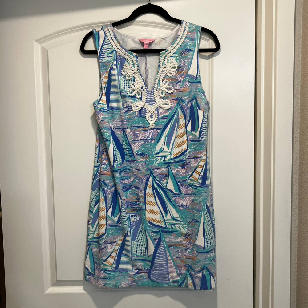 Lilly Pulitzer Harper Shift Dress It’s ABoat Time Size L